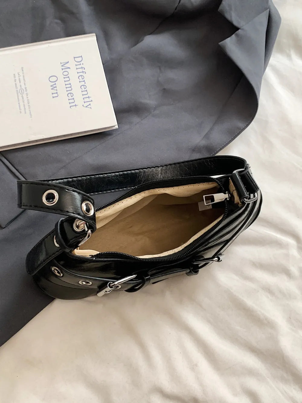 PU Leather Buckle Shoulder Bag - E-Esther Clothing Store