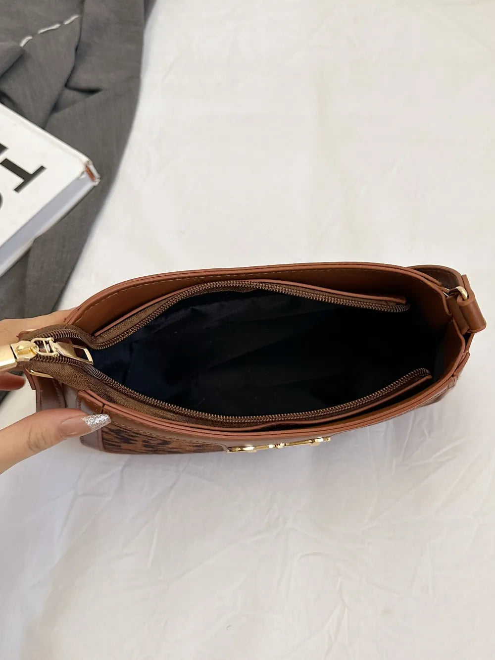Bow Leopard PU Leather Handbag - E-Esther Clothing Store