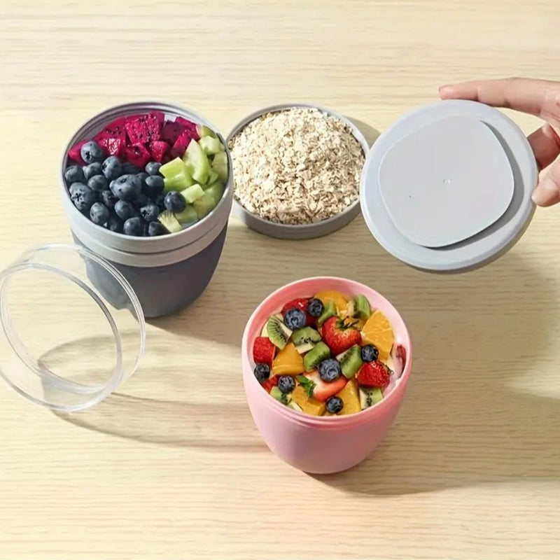 Portable Yogurt Cereal Cups with Lids. Ideal for Overnight Oats, DIY Salads & Parfaits. Great for Breakfast or Lunch - E-Esther Clothing Store