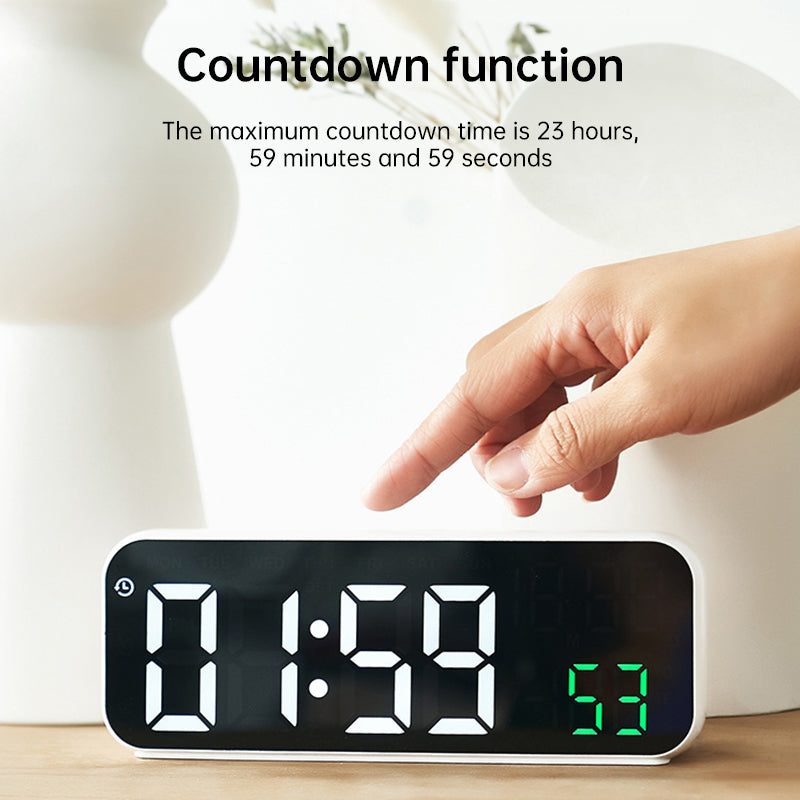 Digital Alarm Clock with Temp, Date, Week. Night Mode. Voice - controlled. 12/24H LED
