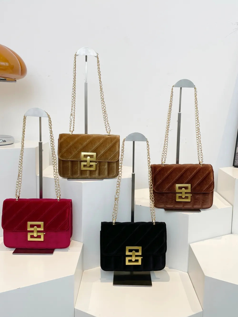 Solid Color Chain Shoulder Bag - E-Esther Clothing Store