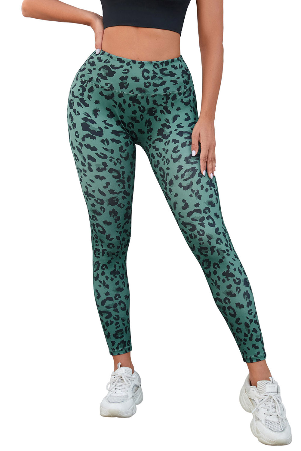 Green Classic Leopard Print Active Leggings - E-Esther Clothing Store