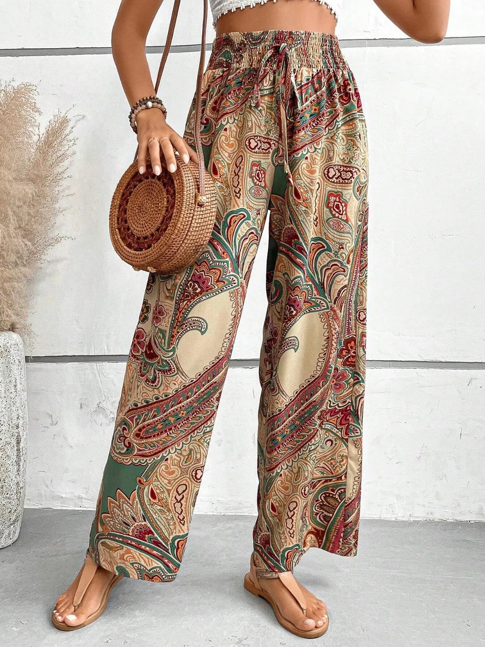 Printed Wide Leg Pants - E-Esther Clothing Store