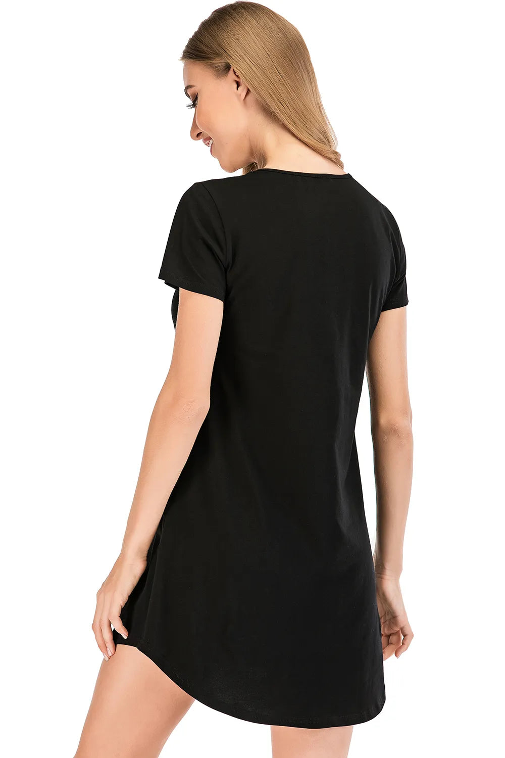 Graphic Round Neck Short Sleeve Lounge Dress - E-Esther Clothing Store