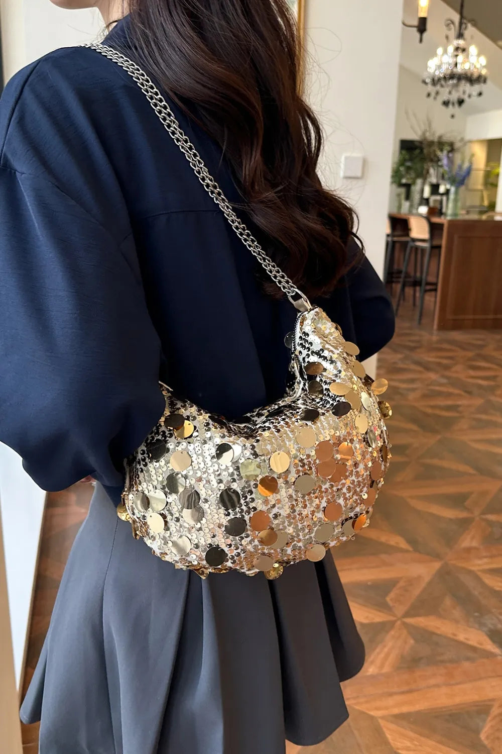 Sequin Chain Crossbody Bag - E-Esther Clothing Store