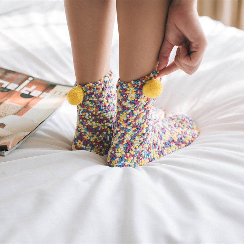 Personalized Coral Wool Socks Medium Tube Socks Cake Socks Thickened Warm Home Floor Towels Sleep Socks - E-Esther Clothing Store