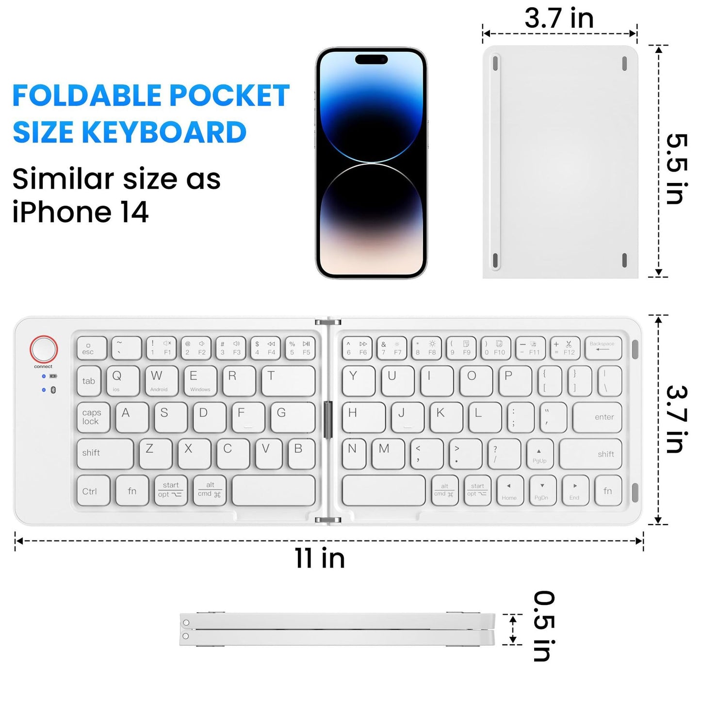 Ultra slim folding portable charging dual-mode Bluetooth keyboard with one click connection - E-Esther Clothing Store