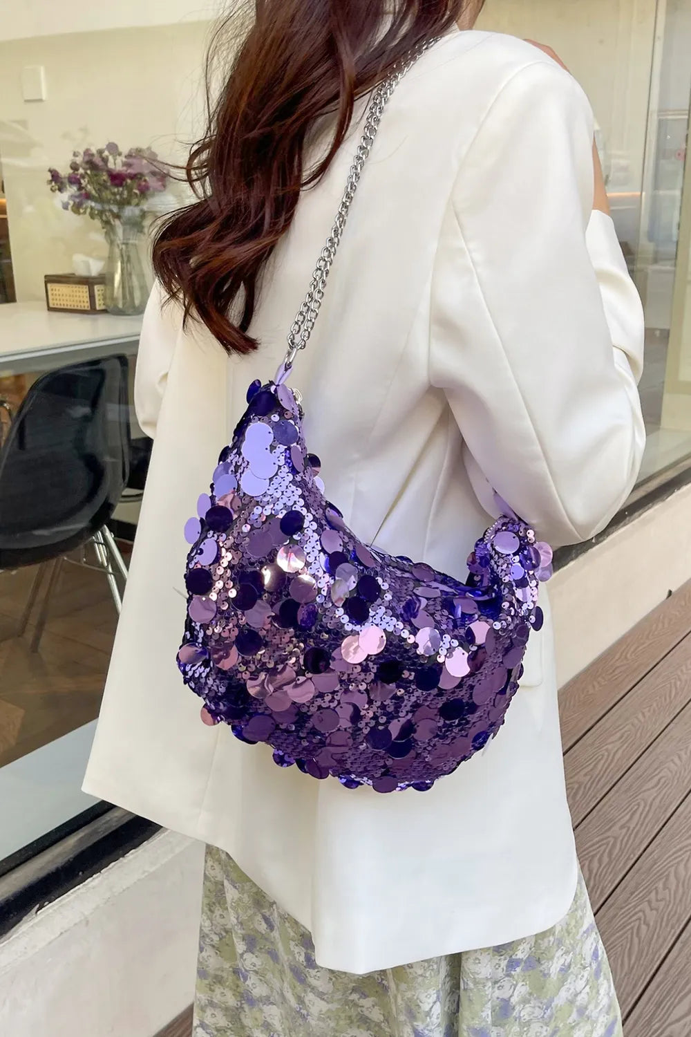 Sequin Chain Crossbody Bag - E-Esther Clothing Store