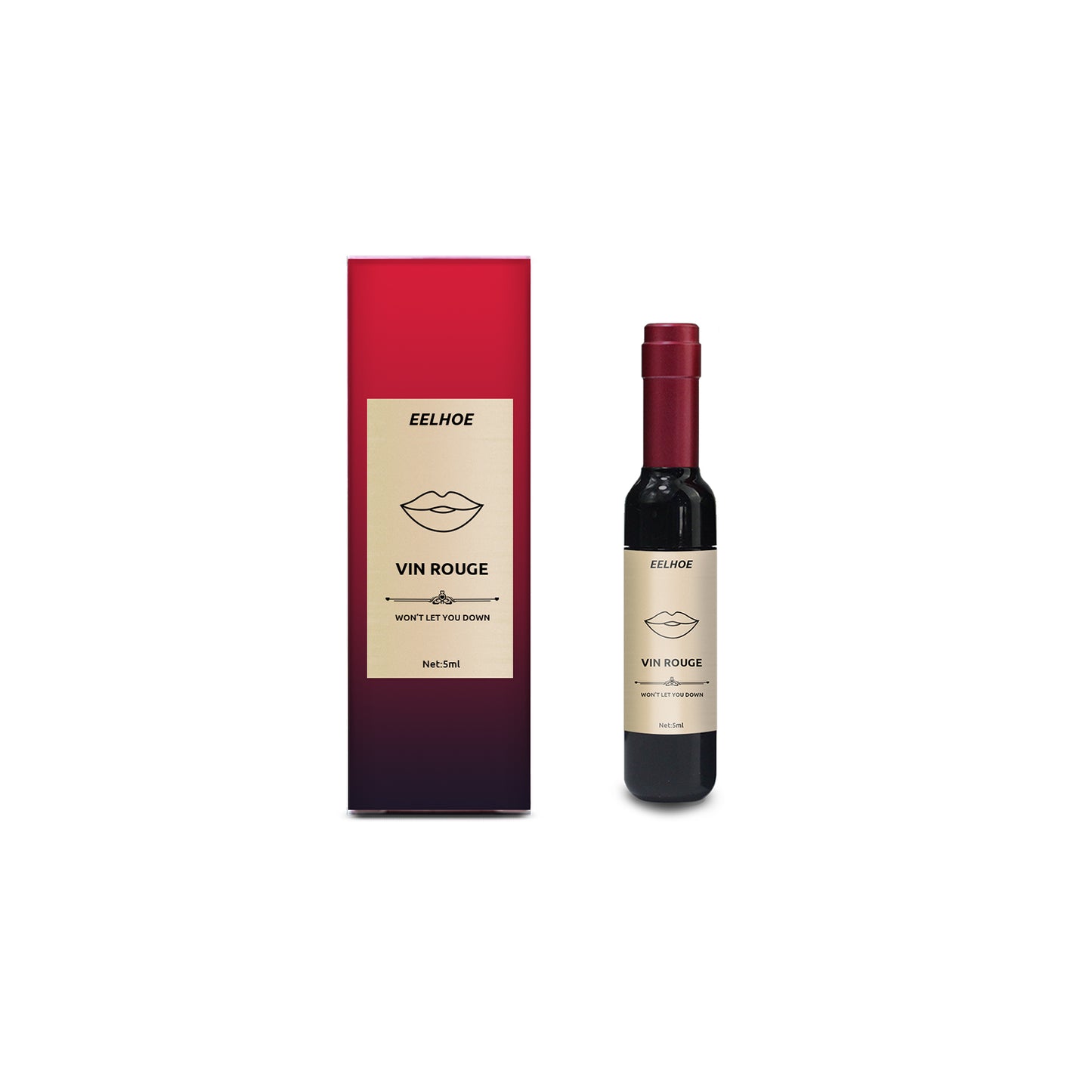 Vin Rouge Lip Tint, Non-Stick Cup Color Development Portable Waterproof Non-Fading Moisturizing Red Wine Bottle Lip Glaze - E-Esther Clothing Store