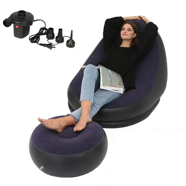Inflatable Air Mattress Lazy Sofa Deck Chair Comfortable Leg Stool Rest Single Beanbag for home and Outdoor Use - E-Esther Clothing Store