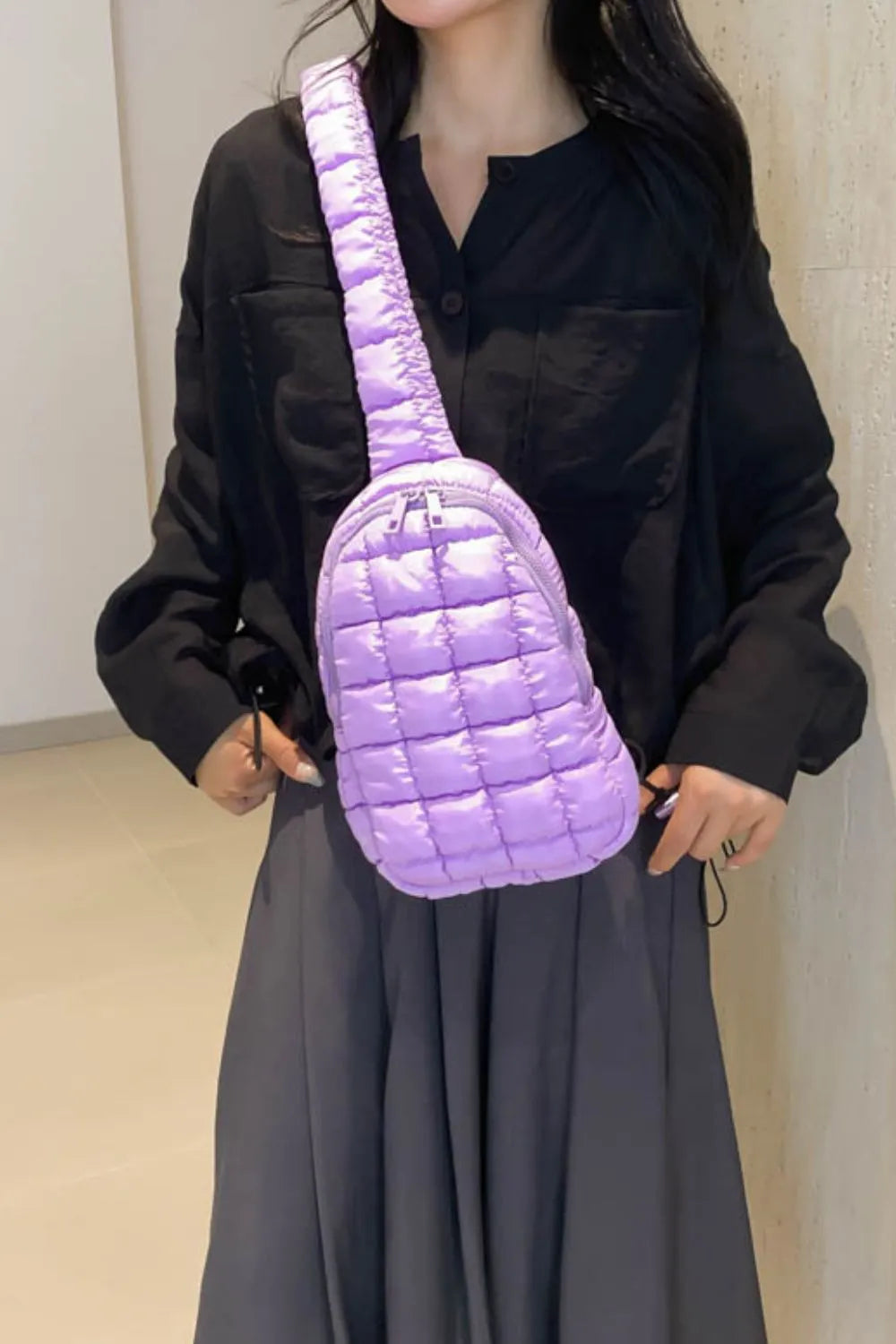 Quilted Nylon Crossbody Bag - E-Esther Clothing Store