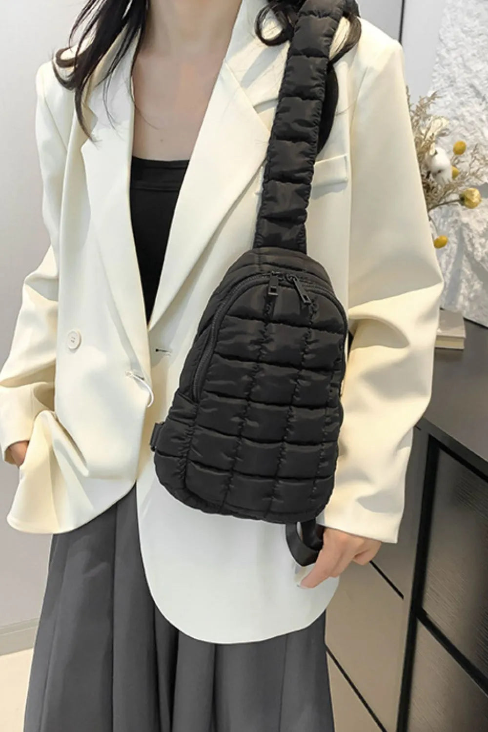 Quilted Nylon Crossbody Bag - E-Esther Clothing Store