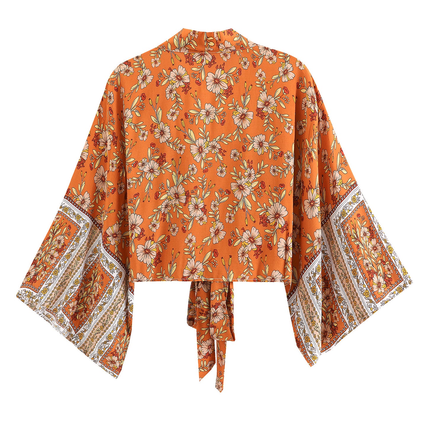Fashionable printed V-neck batwing sleeve bohemian cover shirt - E-Esther Clothing Store