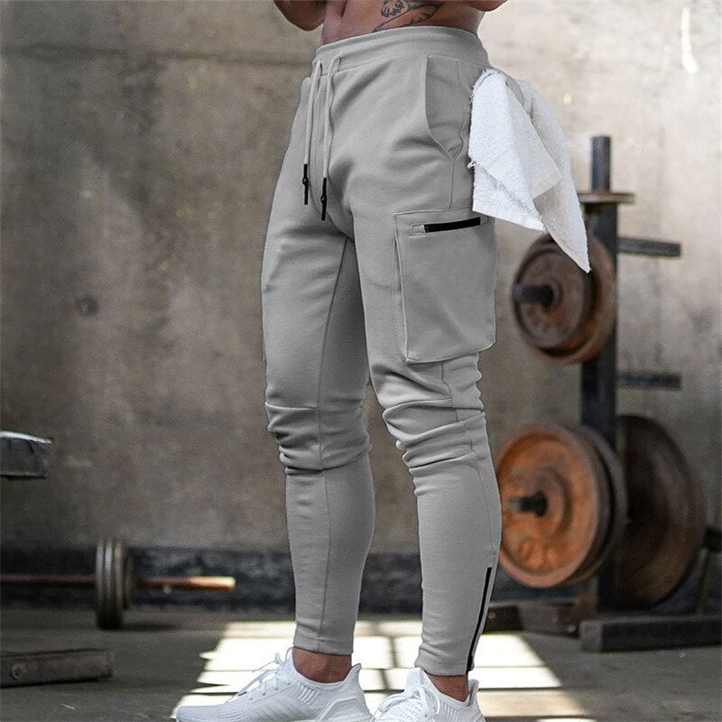 Mens Jogger Sweatpants Man Gyms Workout Fitness Cotton Trousers Male Casual Fashion Skinny Track Pants Zipper design Pants - E-Esther Clothing Store