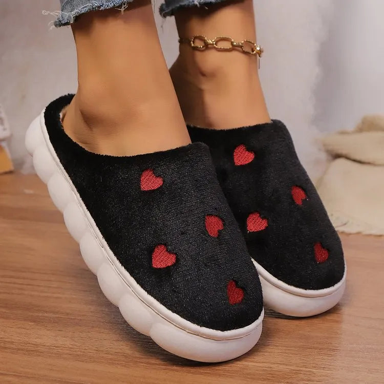 Heart Round Toe Flat Slippers - E-Esther Clothing Store