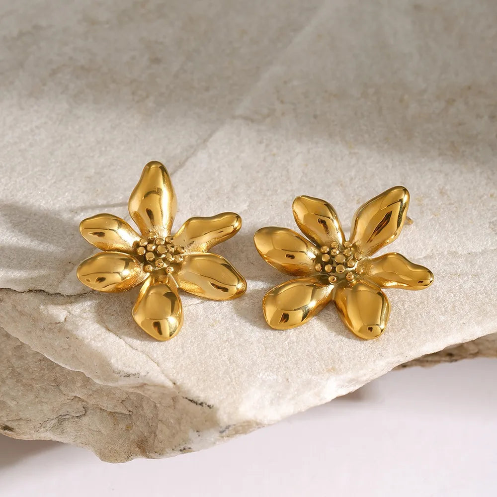 Stainless Steel Flower Earrings - E-Esther Clothing Store