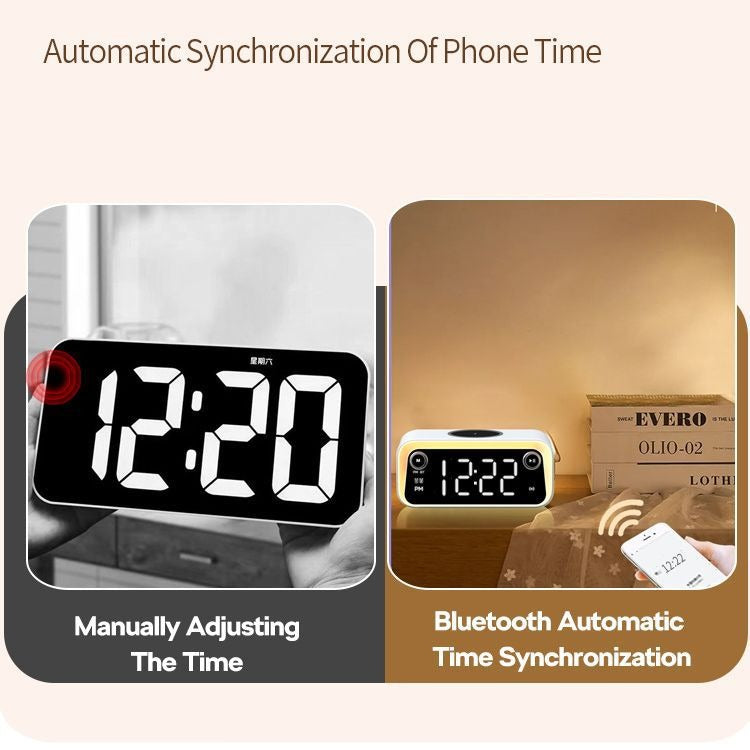 New alarm clock wireless charging Bluetooth clock thermometer wireless charging - E-Esther Clothing Store