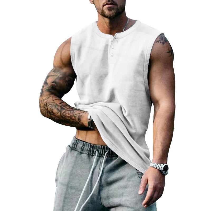 Summer Mens Youth Sports Basketball Tank Top Large Round Neck Button up Sleeveless T shirt Mens Sweetheart - E-Esther Clothing Store