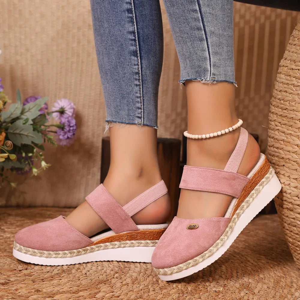 Round Toe Wedge Sandals - E-Esther Clothing Store