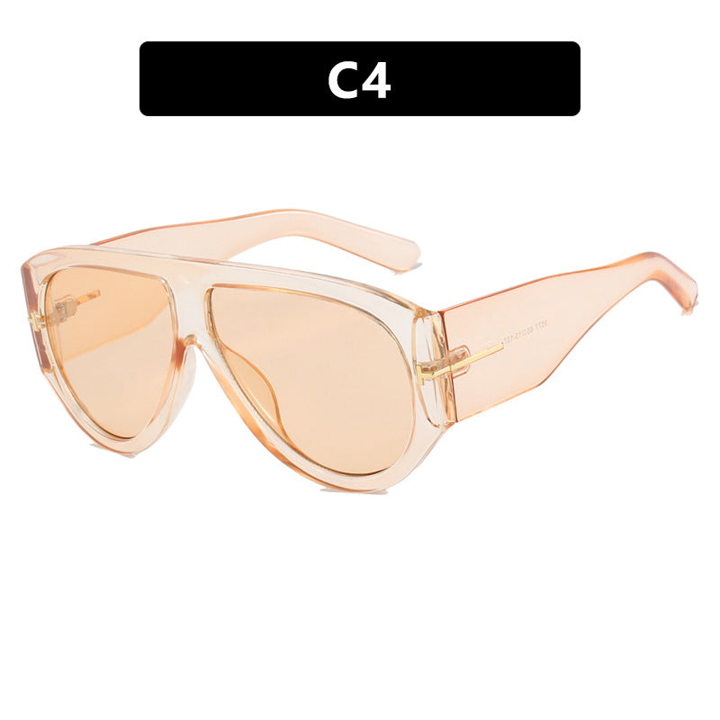 T-shaped large frame sunglasses, pilot's toad fashion cross-border sunglasses, personalized women's sunglasses - E-Esther Clothing Store