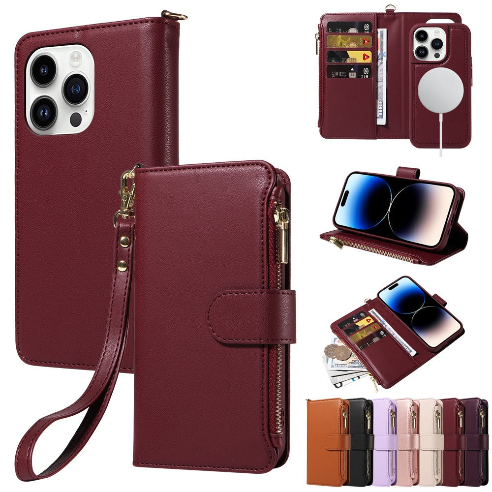 Apple 15 phone case flip wireless charging iPhone 14 phone leather case wallet style phone protection case - E-Esther Clothing Store