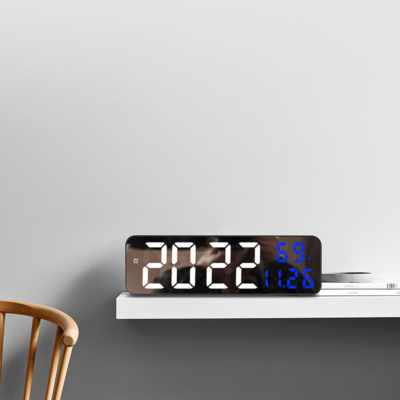 9-Inch Digital Wall Clock: Temp/Humid, Night Mode, Snooze, 12/24H, USB Plug-in LED Alarm Clock - E-Esther Clothing Store