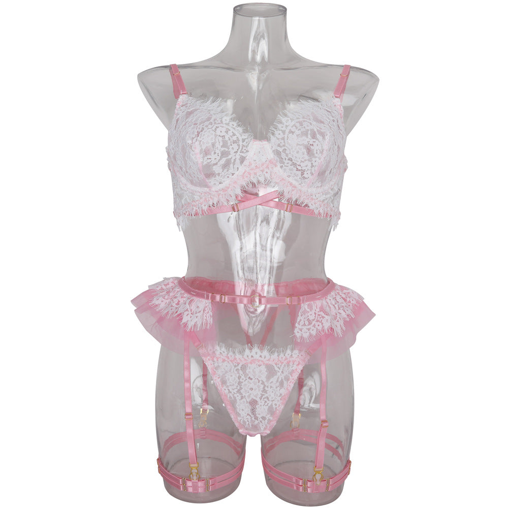 New lace perspective bow sexy lingerie set - E-Esther Clothing Store