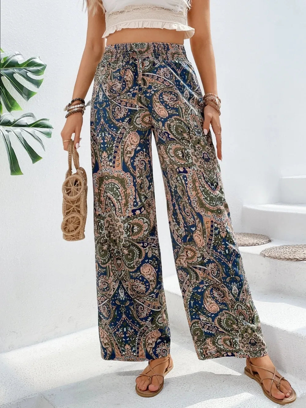 Printed Wide Leg Pants - E-Esther Clothing Store