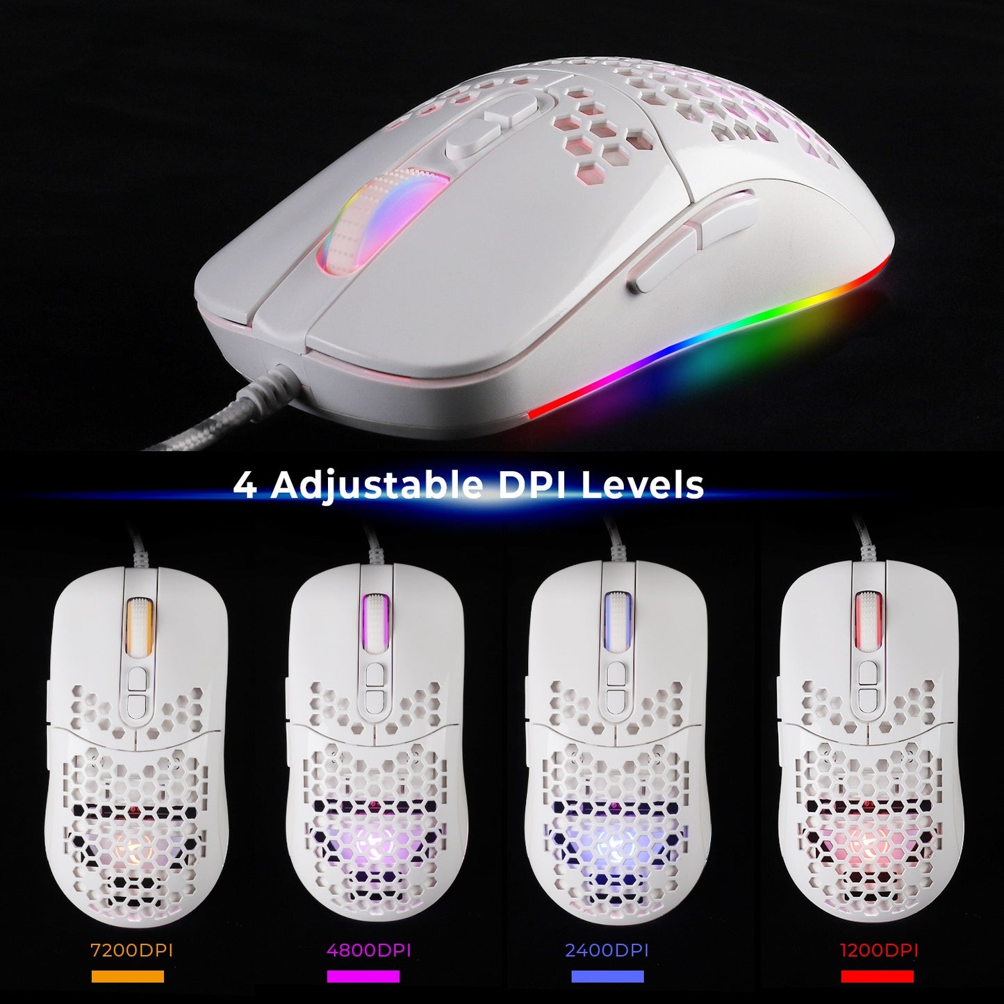 Cave mouse USB-C luminous RGB wired macro programming game mouse with 6 keys to turn off lights - E-Esther Clothing Store