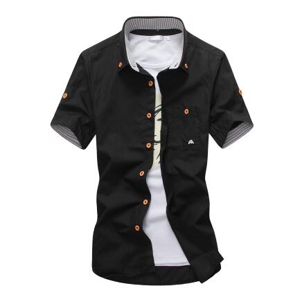 Mushroom Embroidery Mens Short Sleeve Casual Shirts Summer Cotton Shirts - E-Esther Clothing Store
