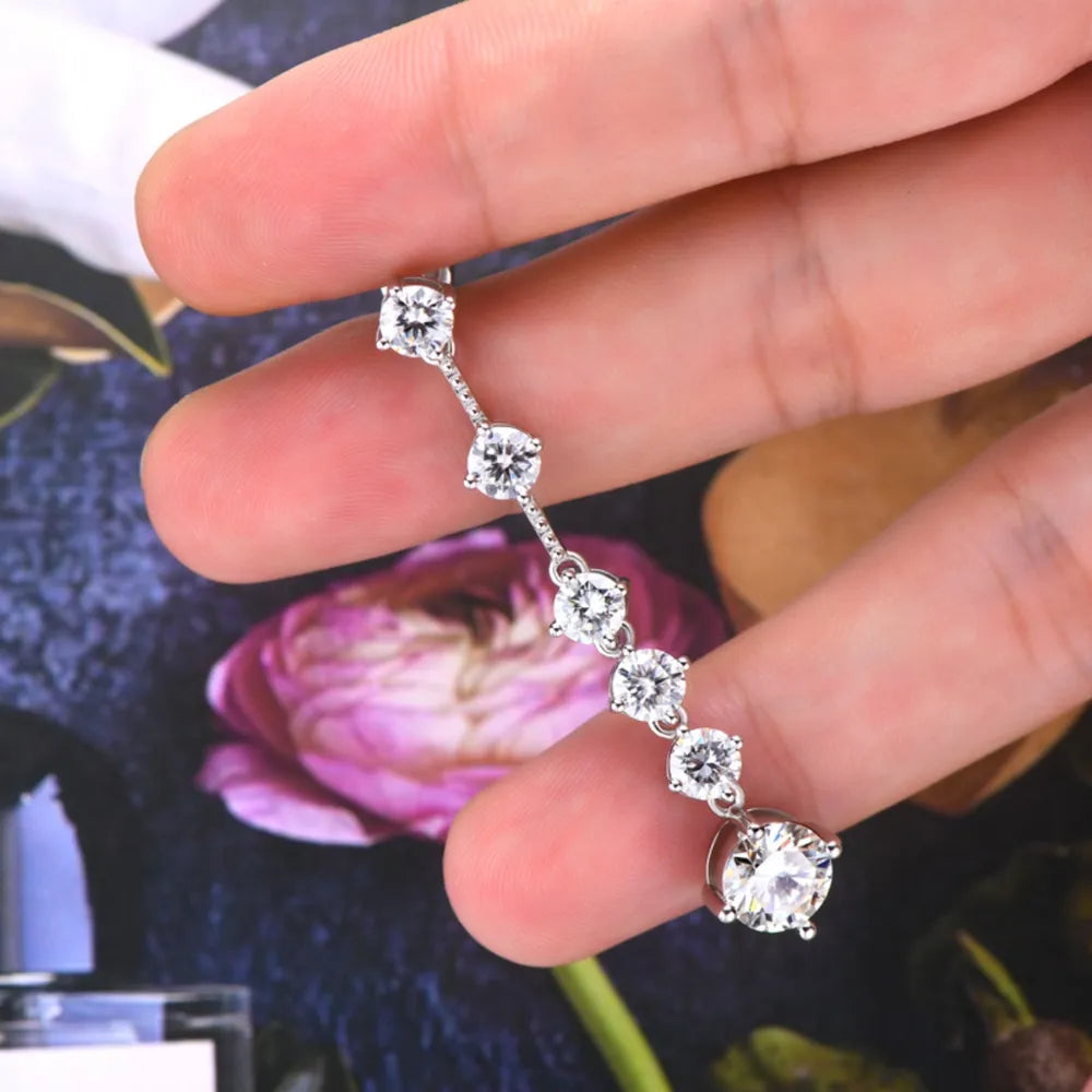4 Carat Moissanite 925 Sterling Silver Earrings - E-Esther Clothing Store