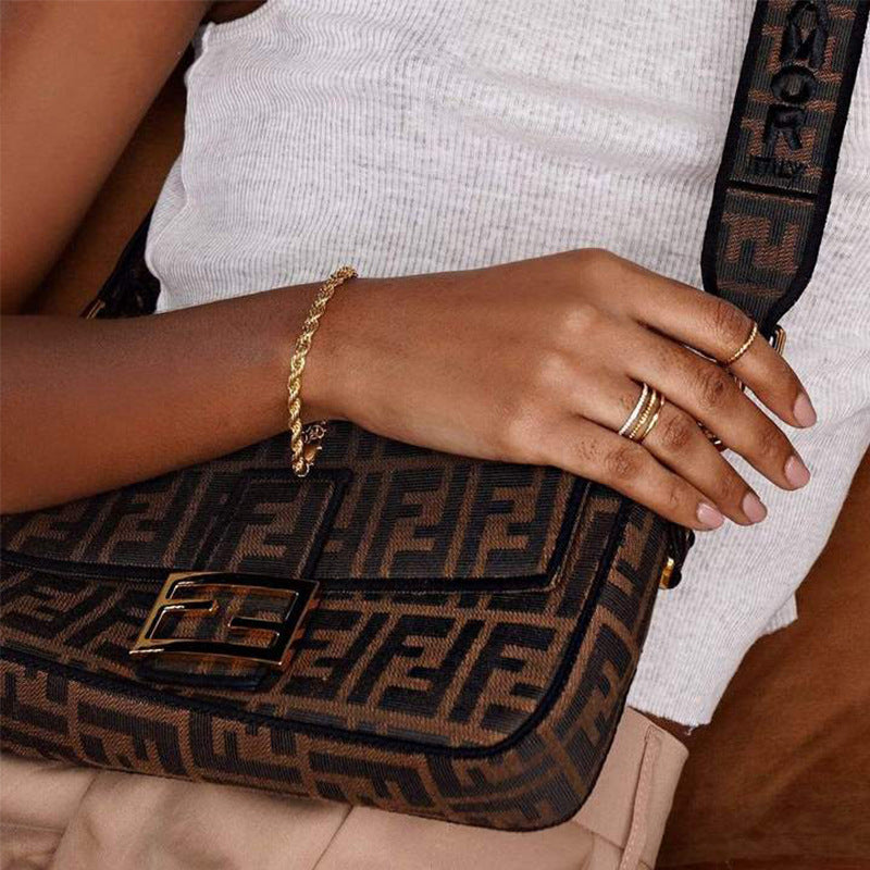 Hip hop gold Fried Dough Twists chain thick bracelet small jewelry chain - E-Esther Clothing Store
