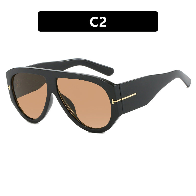 T-shaped large frame sunglasses, pilot's toad fashion cross-border sunglasses, personalized women's sunglasses - E-Esther Clothing Store