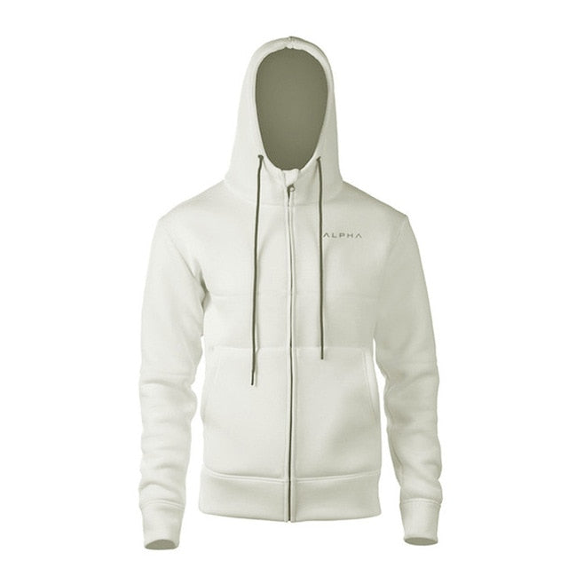Mens Hoodies Fashion Alpha Brand Hoody Cotton Long Sleeves SweatShirt Zipper Cardigan Style Hoody Male Casual Sweatshirt - E-Esther Clothing Store