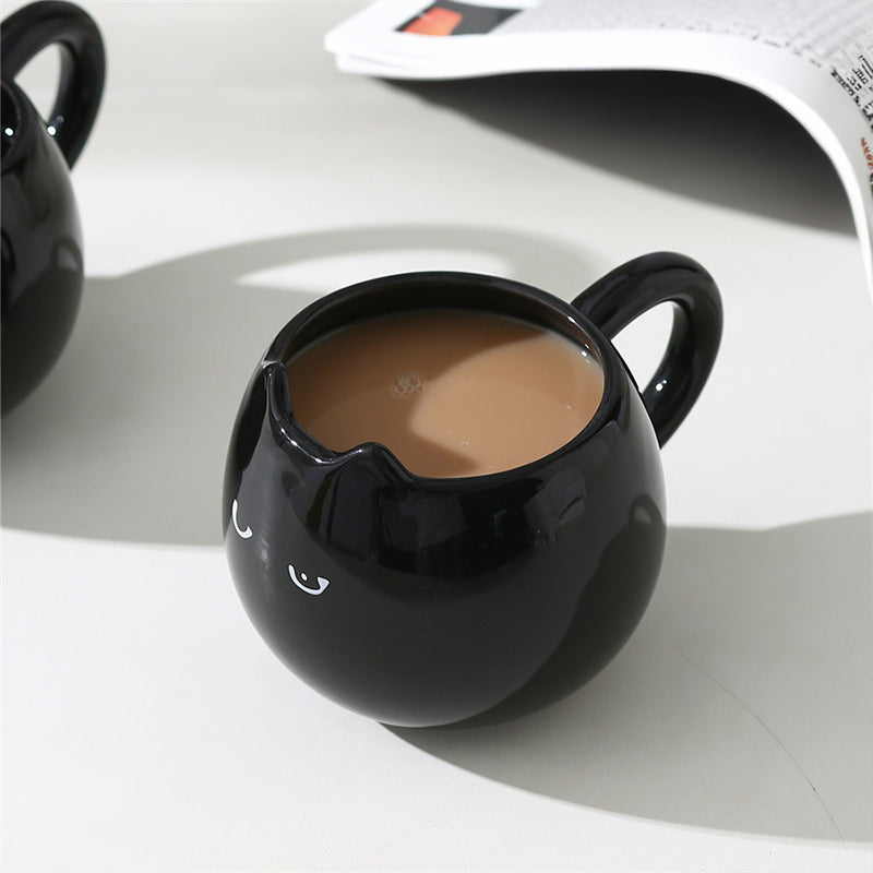 Adorable hand - painted cat - shaped ceramic mug, perfect for coffee or tea. - E-Esther Clothing Store