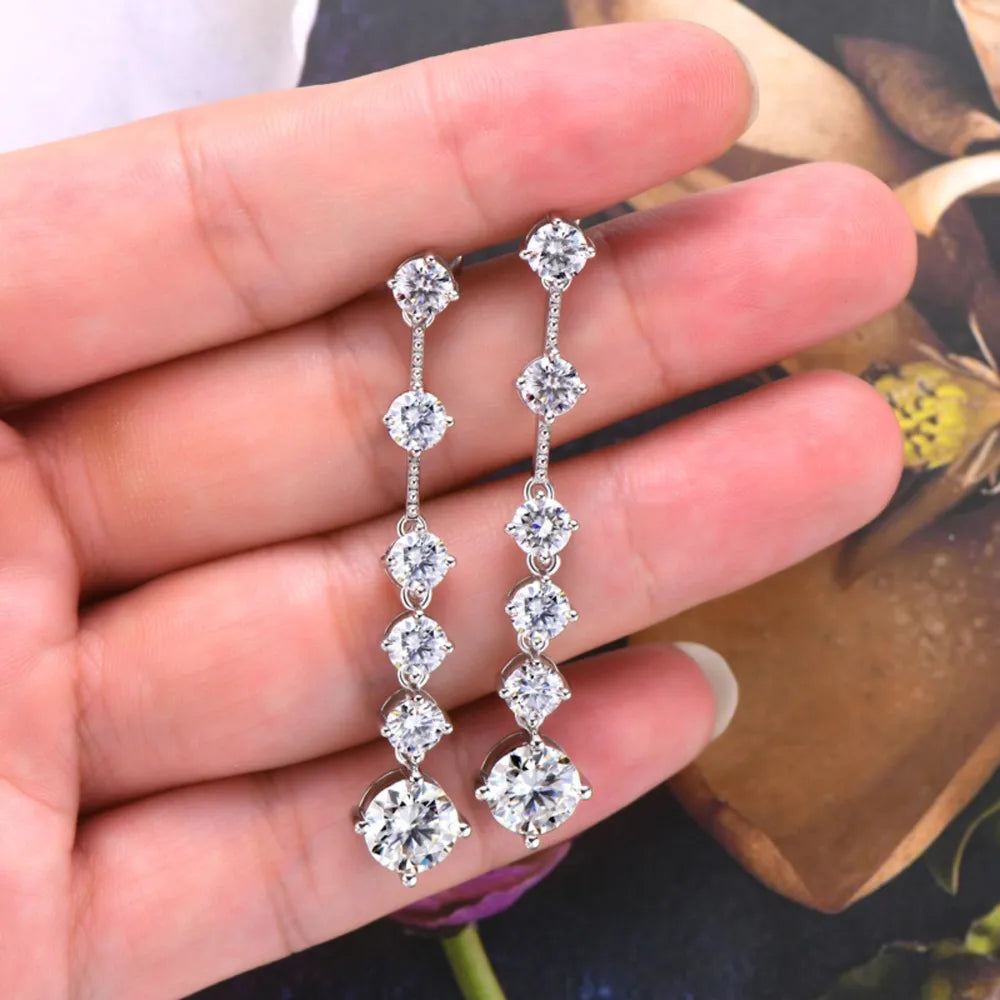 4 Carat Moissanite 925 Sterling Silver Earrings - E-Esther Clothing Store