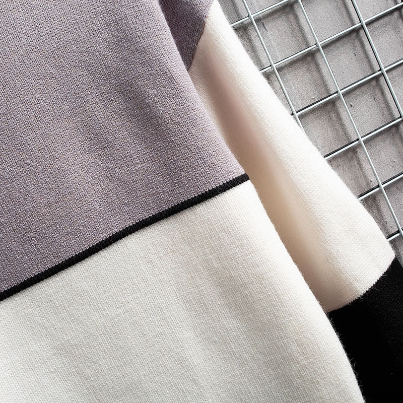 Patchwork Warm Sweater Men Turtleneck Mens