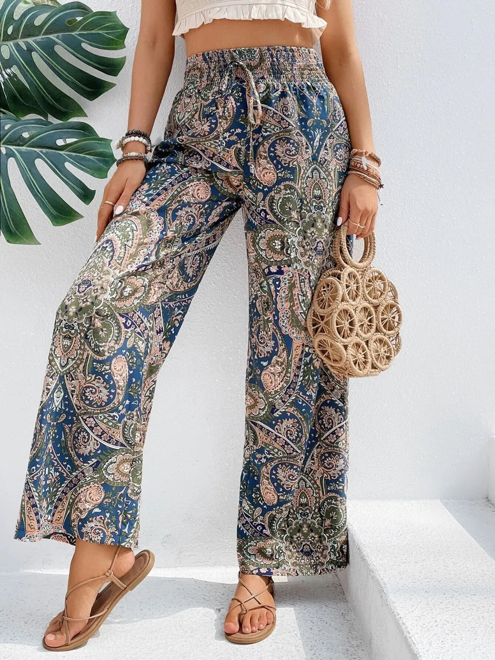 Printed Wide Leg Pants - E-Esther Clothing Store