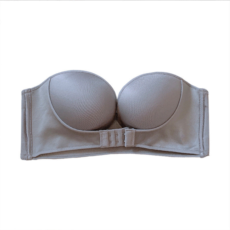 Oxygen bra for women without shoulder straps front buckle gathering anti slip invisible breathable wrapped bra - E-Esther Clothing Store