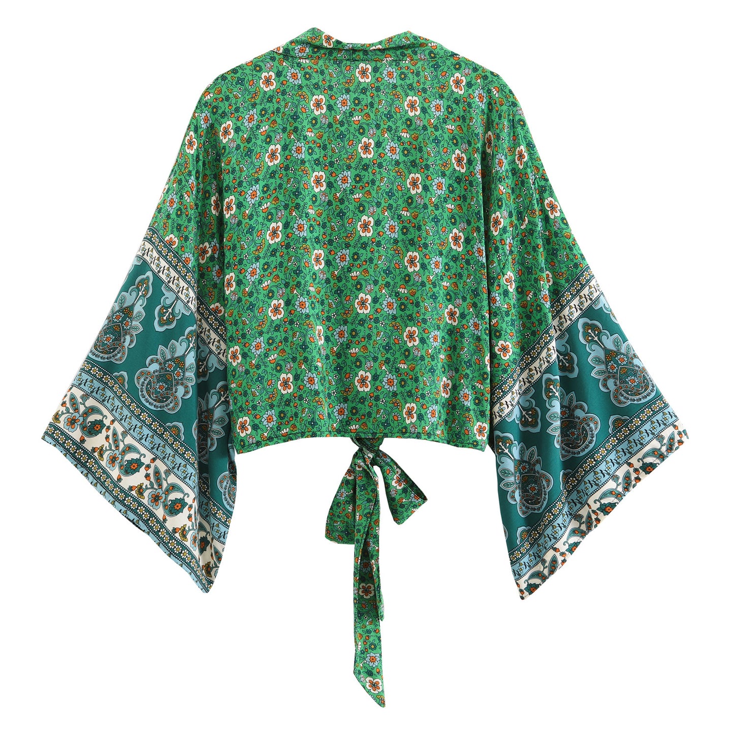 Fashionable printed V-neck batwing sleeve bohemian cover shirt - E-Esther Clothing Store