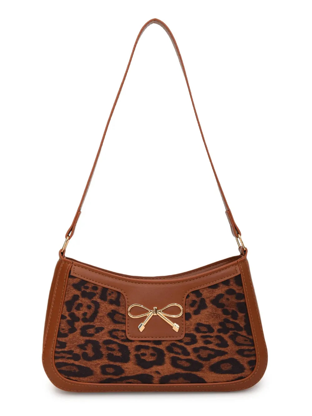 Bow Leopard PU Leather Handbag - E-Esther Clothing Store