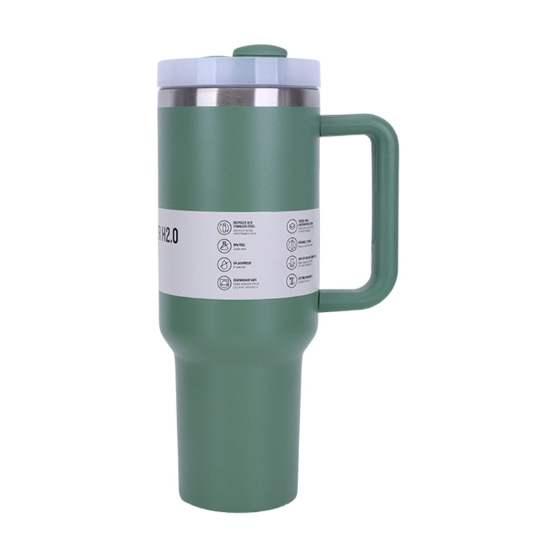 40 oz Insulated Tumbler with Straw, Handle & Lid – Stainless Steel, Hot & Cold Drinks, Fits Car Cup Holders - E-Esther Clothing Store