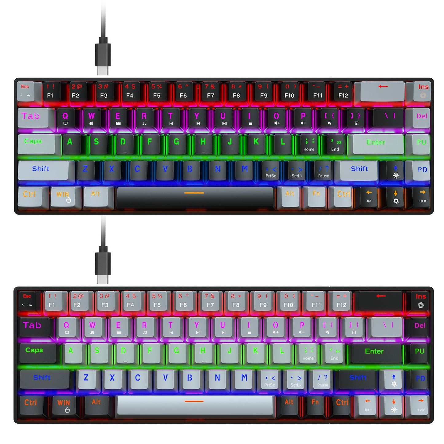 New 68 key RGB luminous esports game with blue and red axis mechanical keyboard laptop MAC 60% - E-Esther Clothing Store