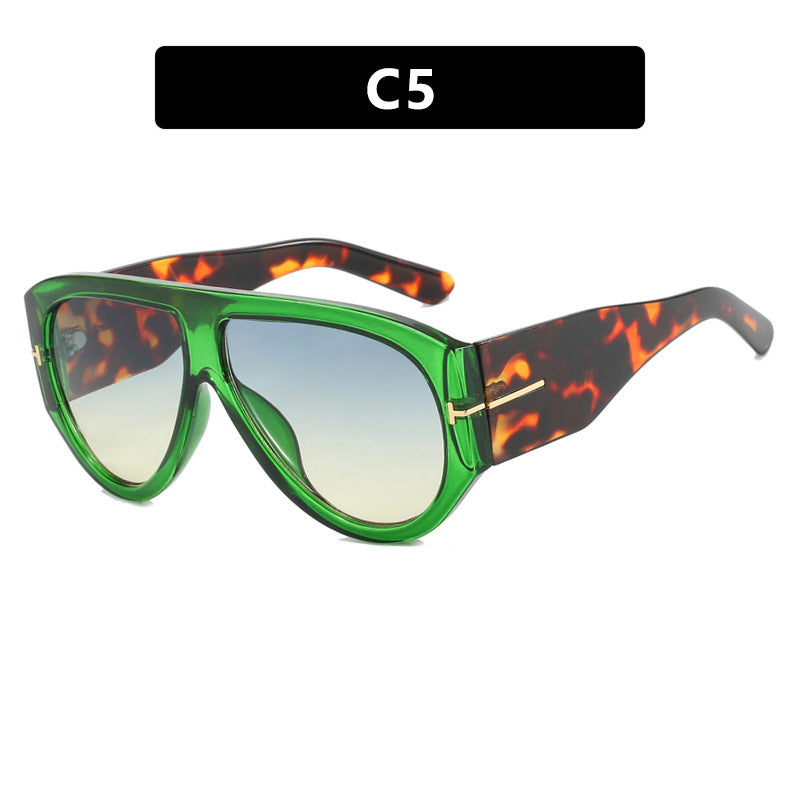 T-shaped large frame sunglasses, pilot's toad fashion cross-border sunglasses, personalized women's sunglasses - E-Esther Clothing Store