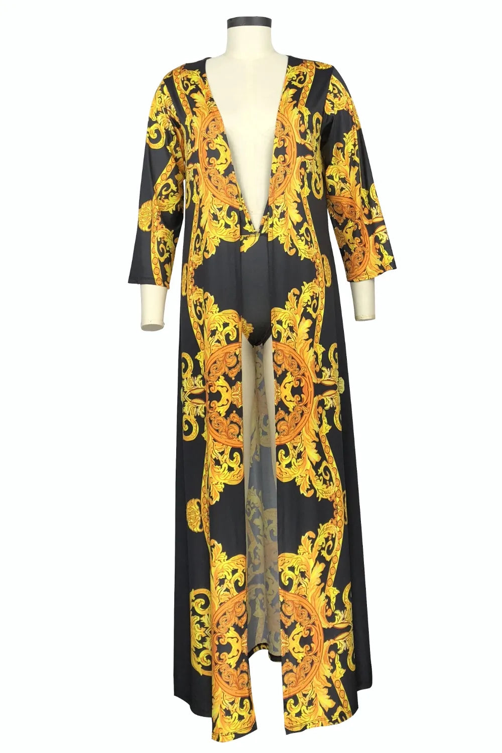 Printed Plunge One-Piece and Cover Up Swim Set - E-Esther Clothing Store