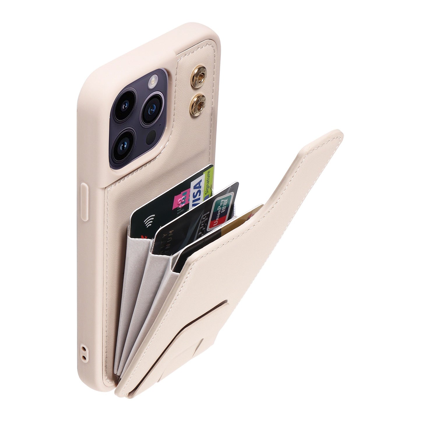 Suitable for Apple 15 phone case 13promax stand phone case adhesive leather anti drop 12 accordion card insertion phone case - E-Esther Clothing Store