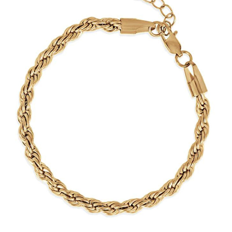 Hip hop gold Fried Dough Twists chain thick bracelet small jewelry chain - E-Esther Clothing Store