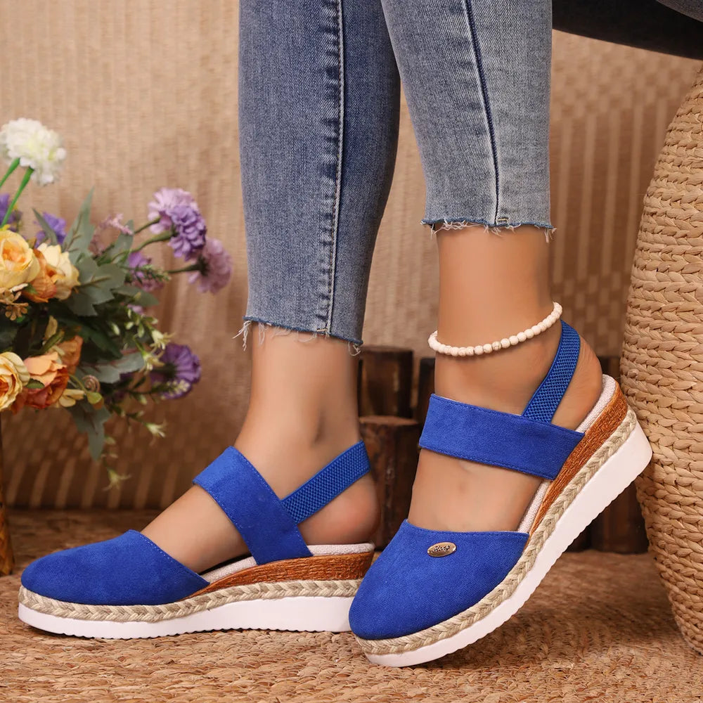 Round Toe Wedge Sandals - E-Esther Clothing Store