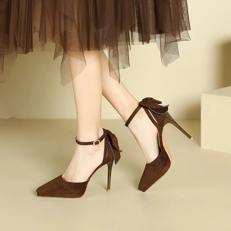 Platform Pointed Toe Ankle Strap Stiletto Pumps - E-Esther Clothing Store