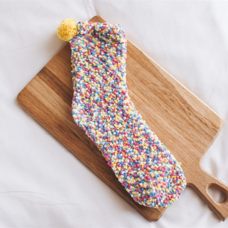 Personalized Coral Wool Socks Medium Tube Socks Cake Socks Thickened Warm Home Floor Towels Sleep Socks - E-Esther Clothing Store